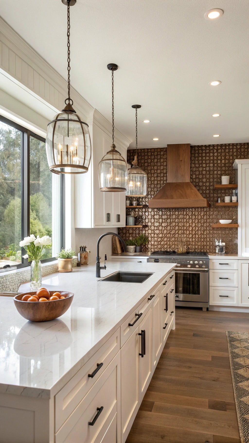 mocha colored round tiles