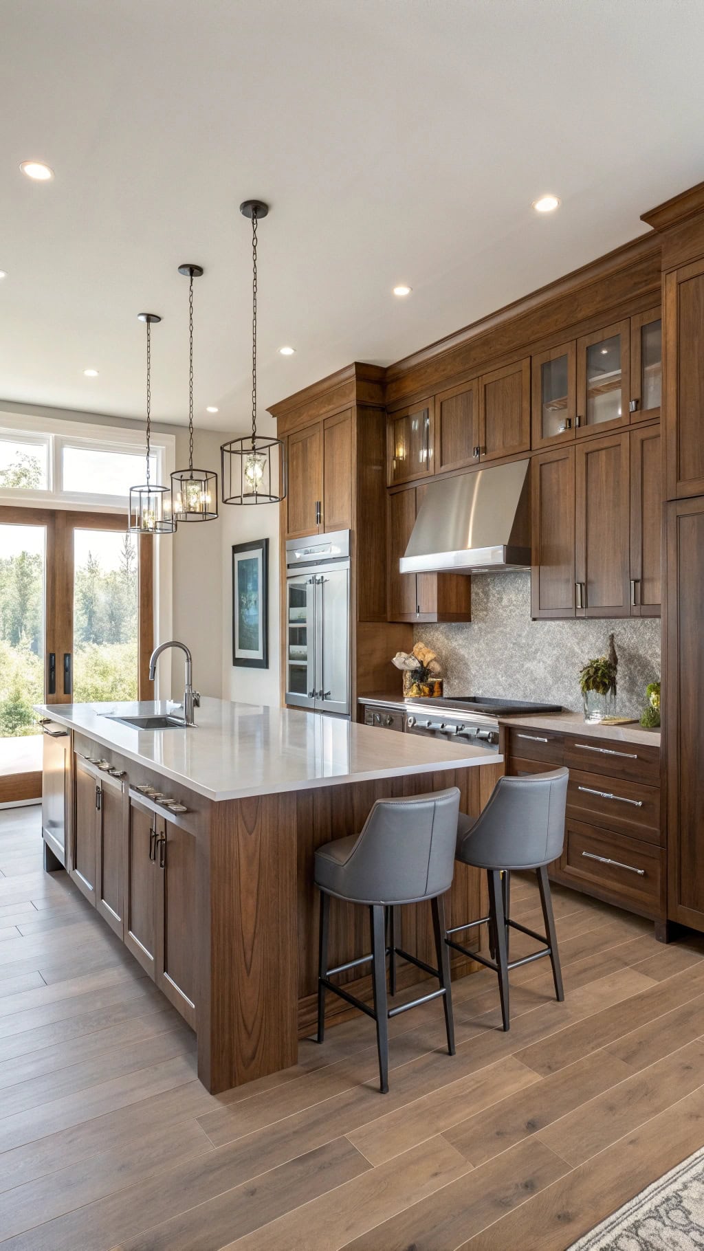 modern brown oak kitchen