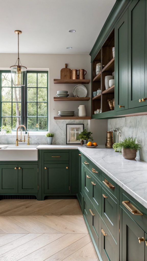 17 Beautiful Moody Green Kitchen Designs