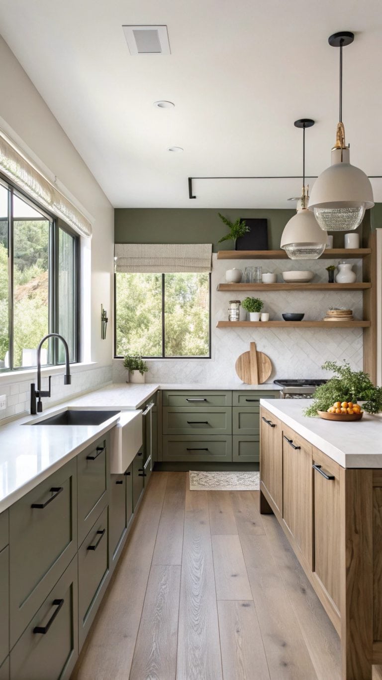 23 Stunning Olive Green Kitchen Cabinets