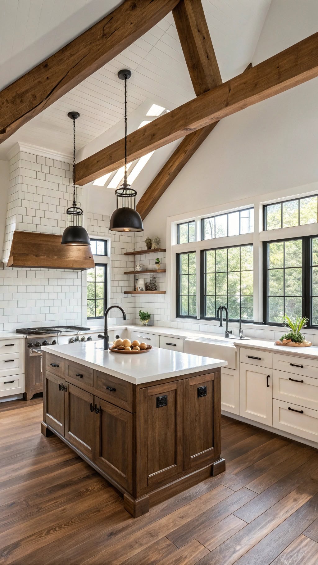 rustic brown wood kitchen