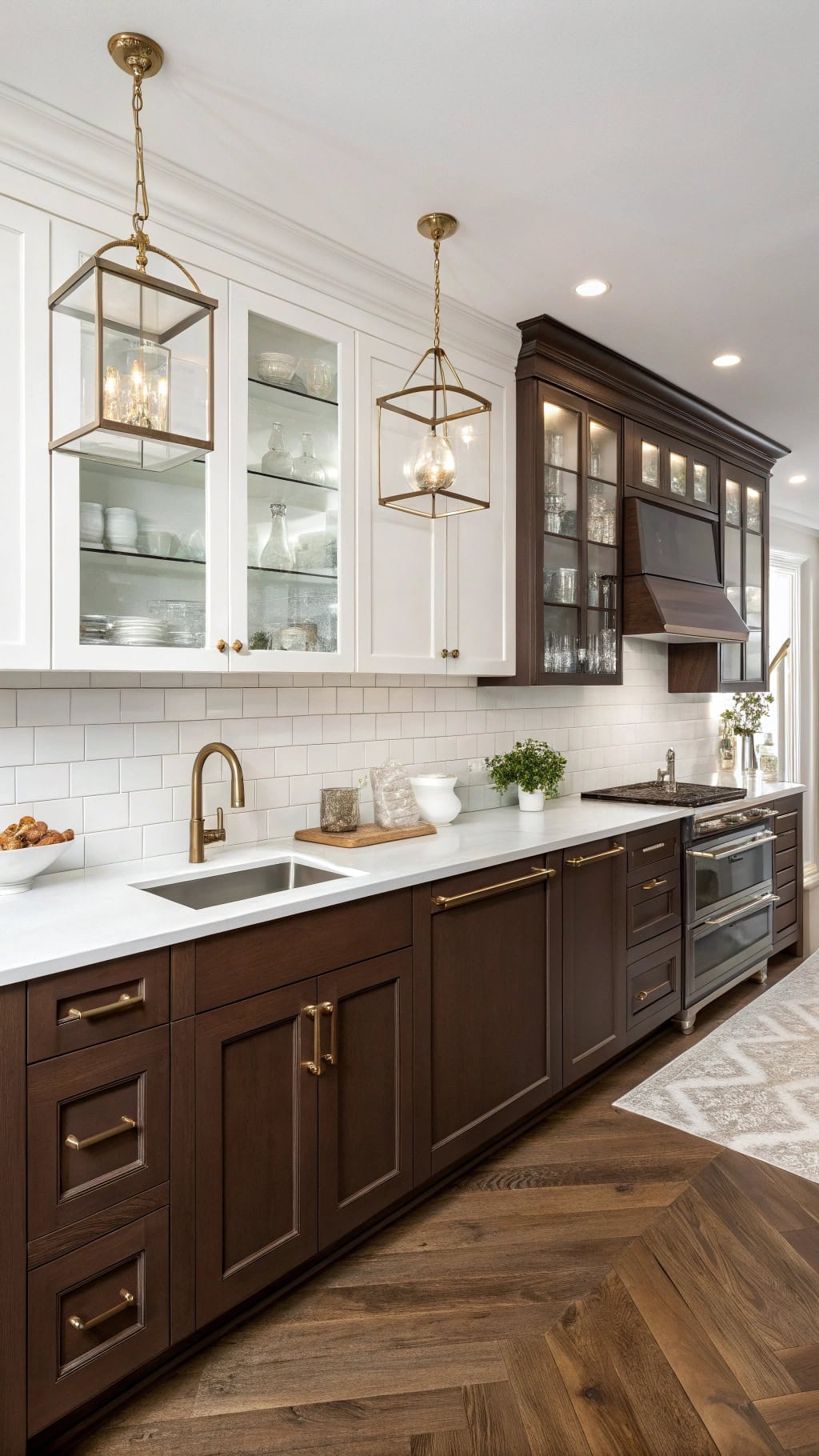 stylish brown and white kitchen