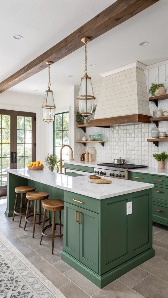 stylish green and brown kitchens