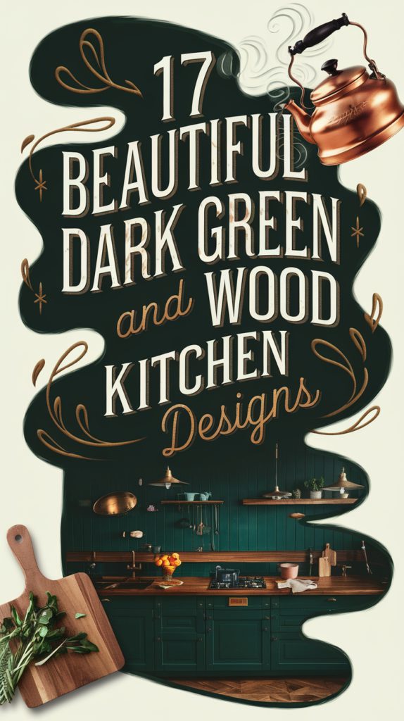17 Beautiful Dark green and wood kitchen Designs