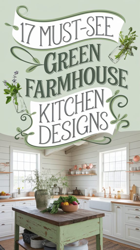 17 Must-See Green farmhouse kitchen Designs