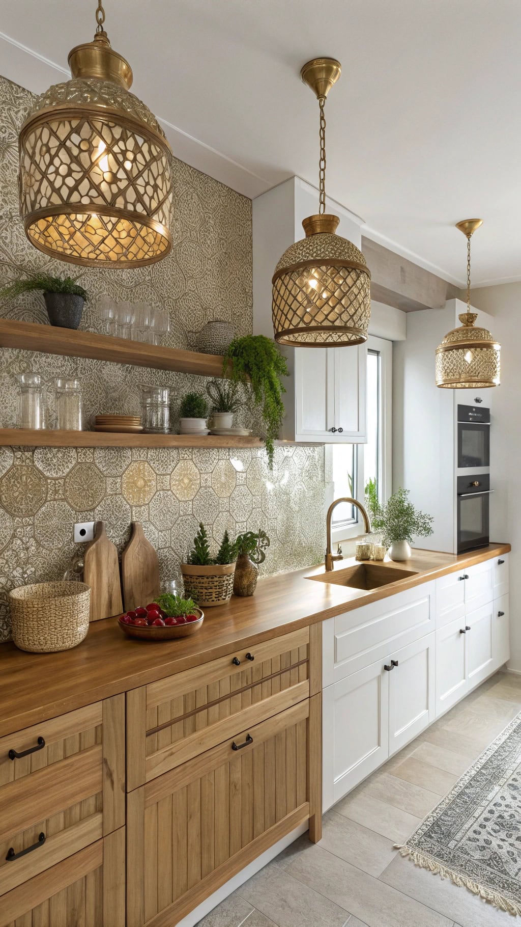 bohemian gold accented kitchen