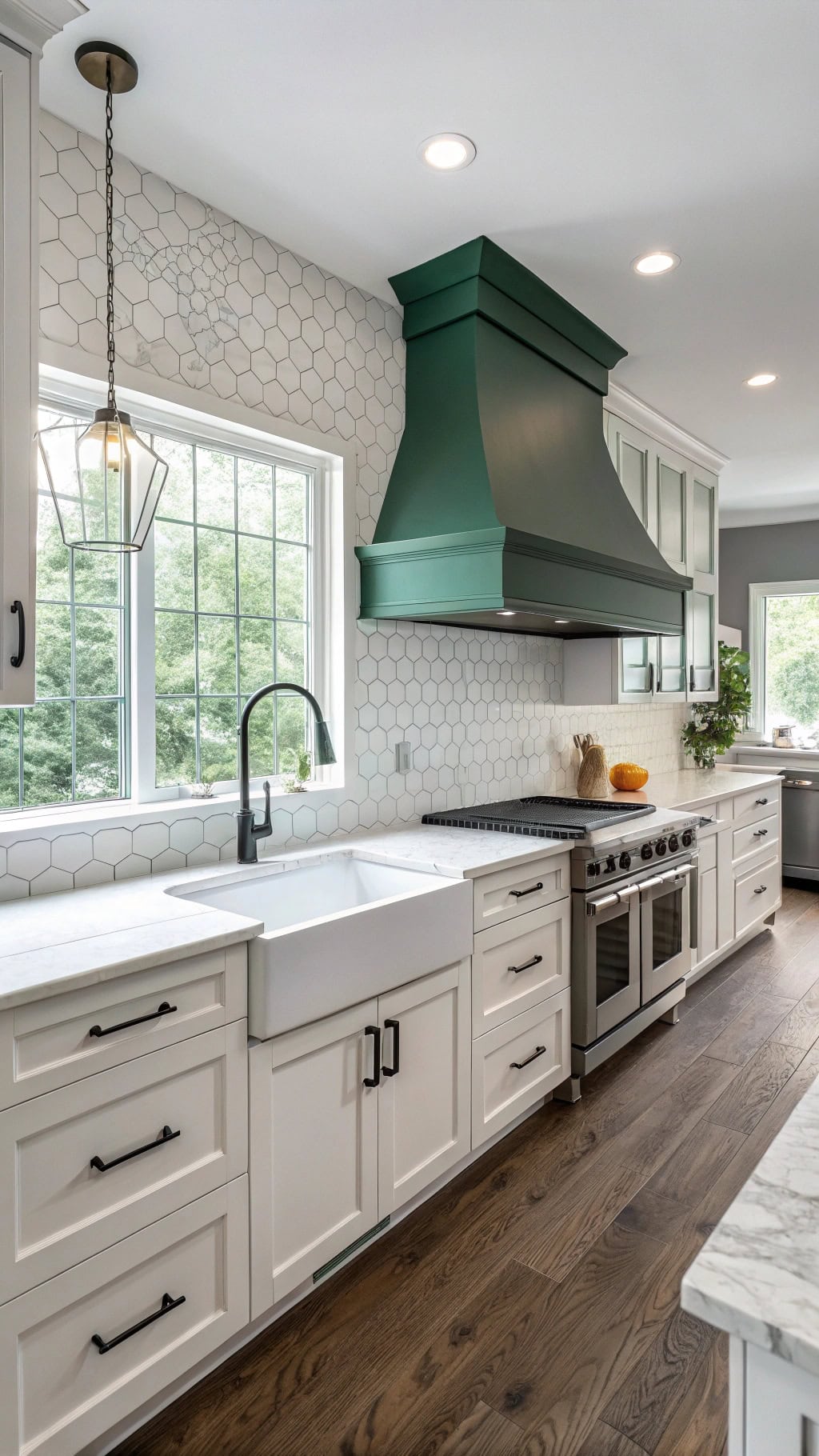 bold emerald kitchen centerpiece