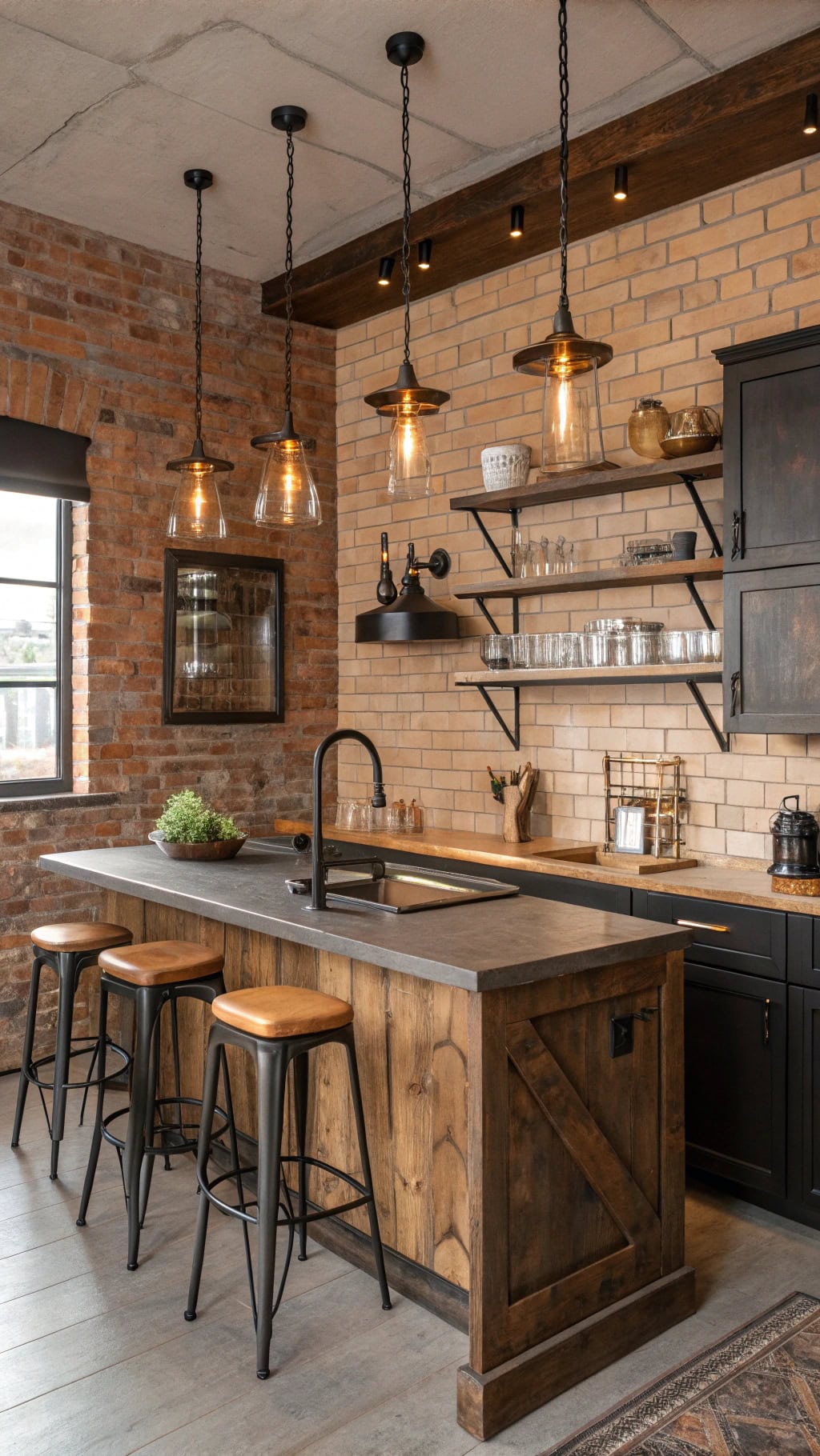 chic bronze industrial kitchen