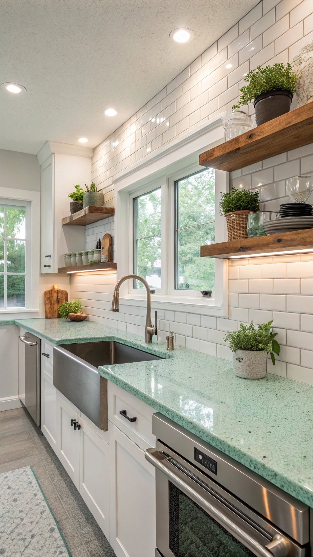 eco chic mint glass counter
