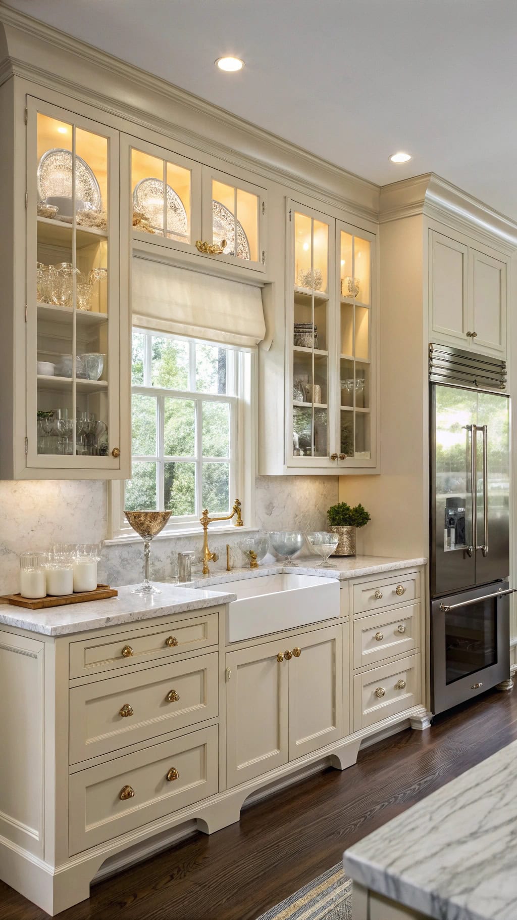elegant glass panel kitchen design
