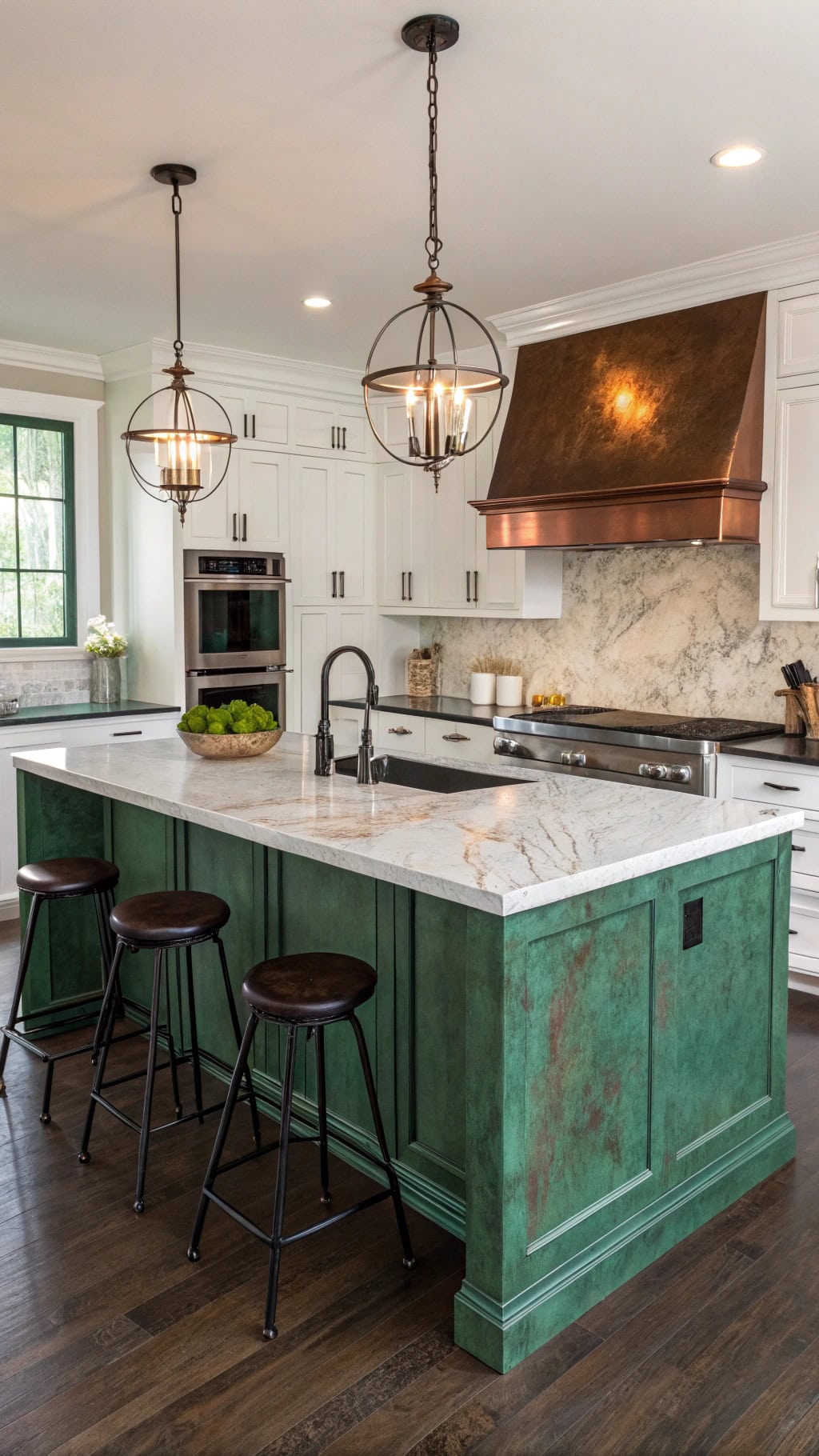 elegant green copper countertop