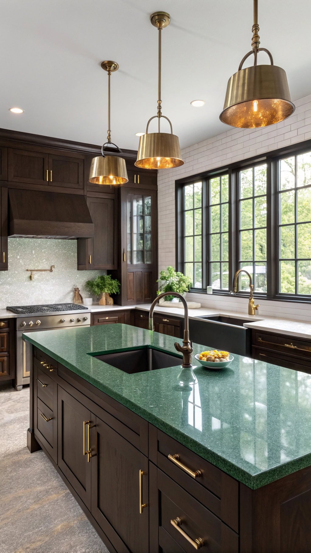 emerald flecked kitchen elegance