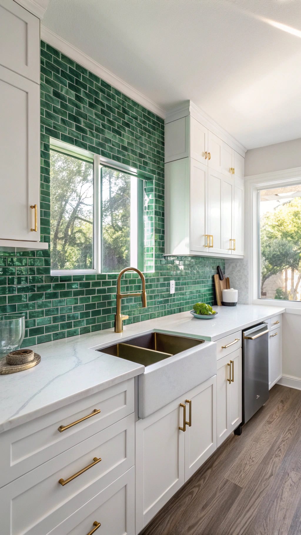 emerald mosaic kitchen design