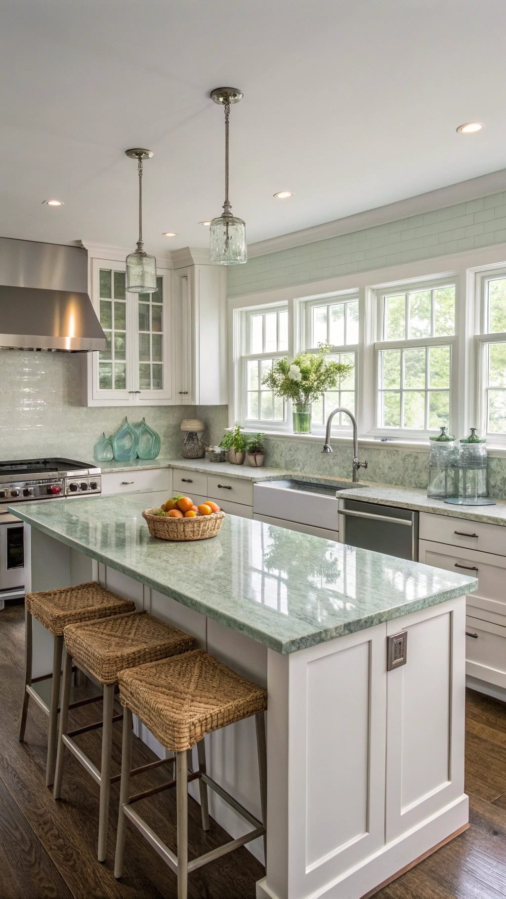 frosted green granite elegance