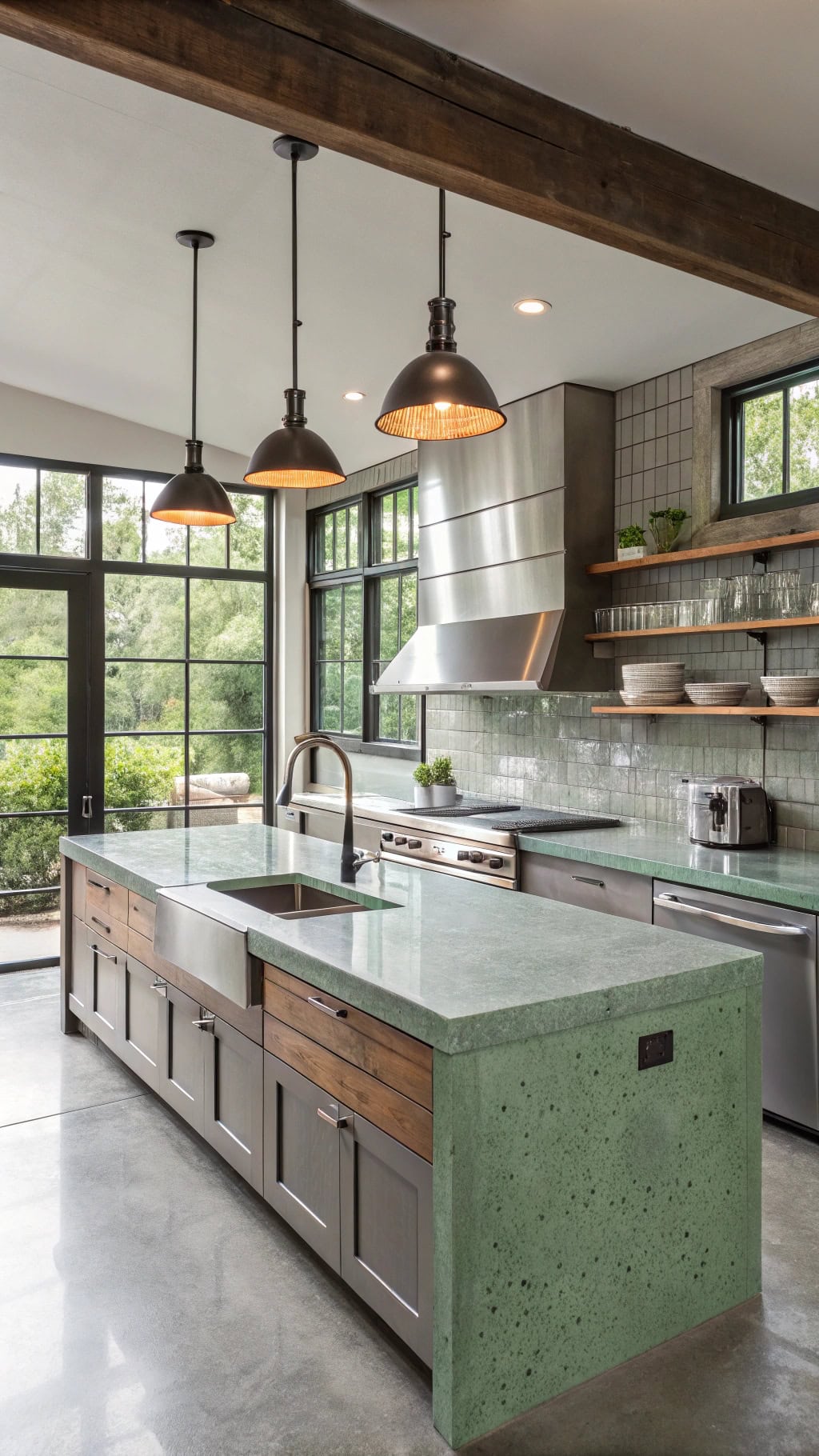 jade flecked concrete countertops elegance