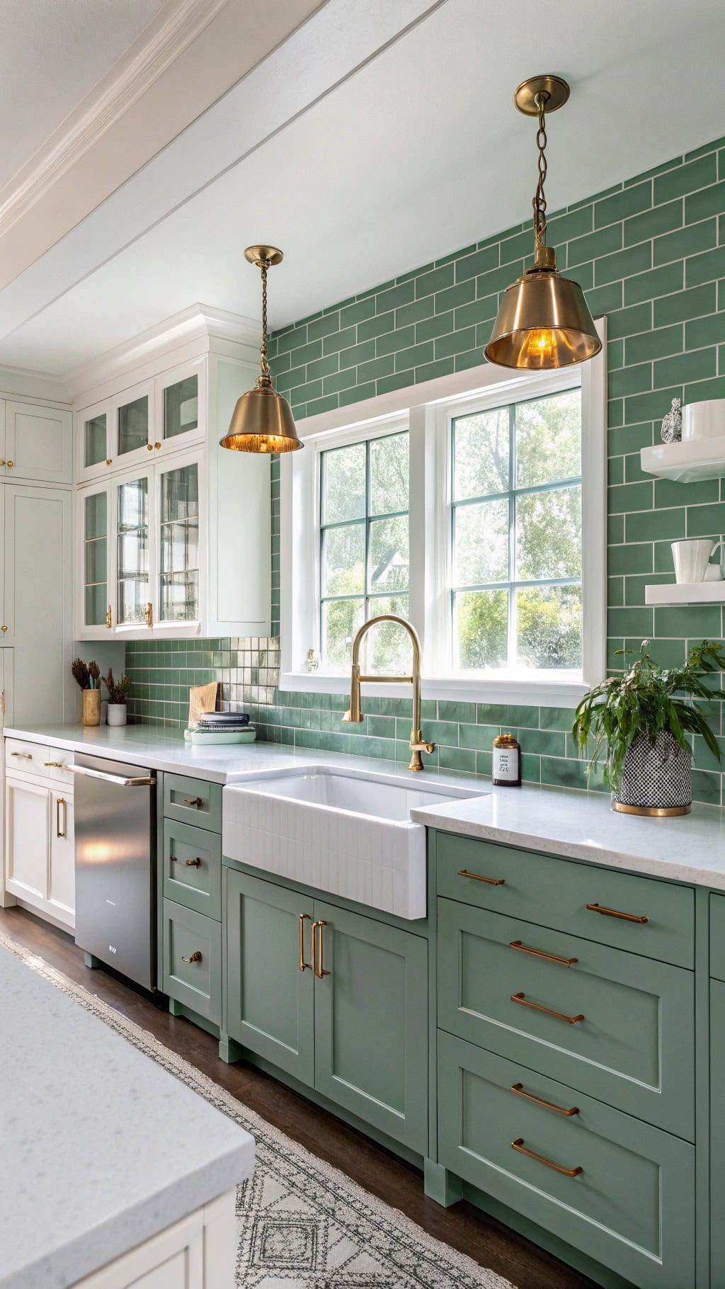 jade tiles and brass