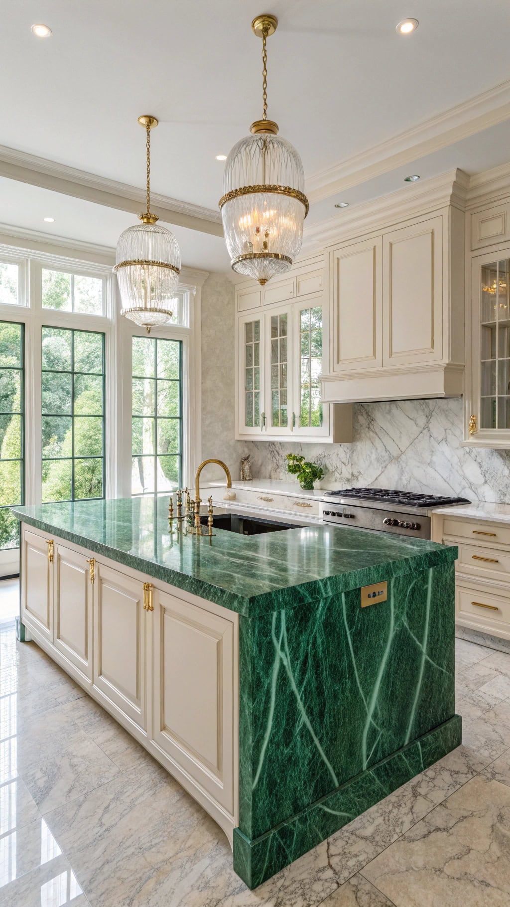malachite green kitchen elegance