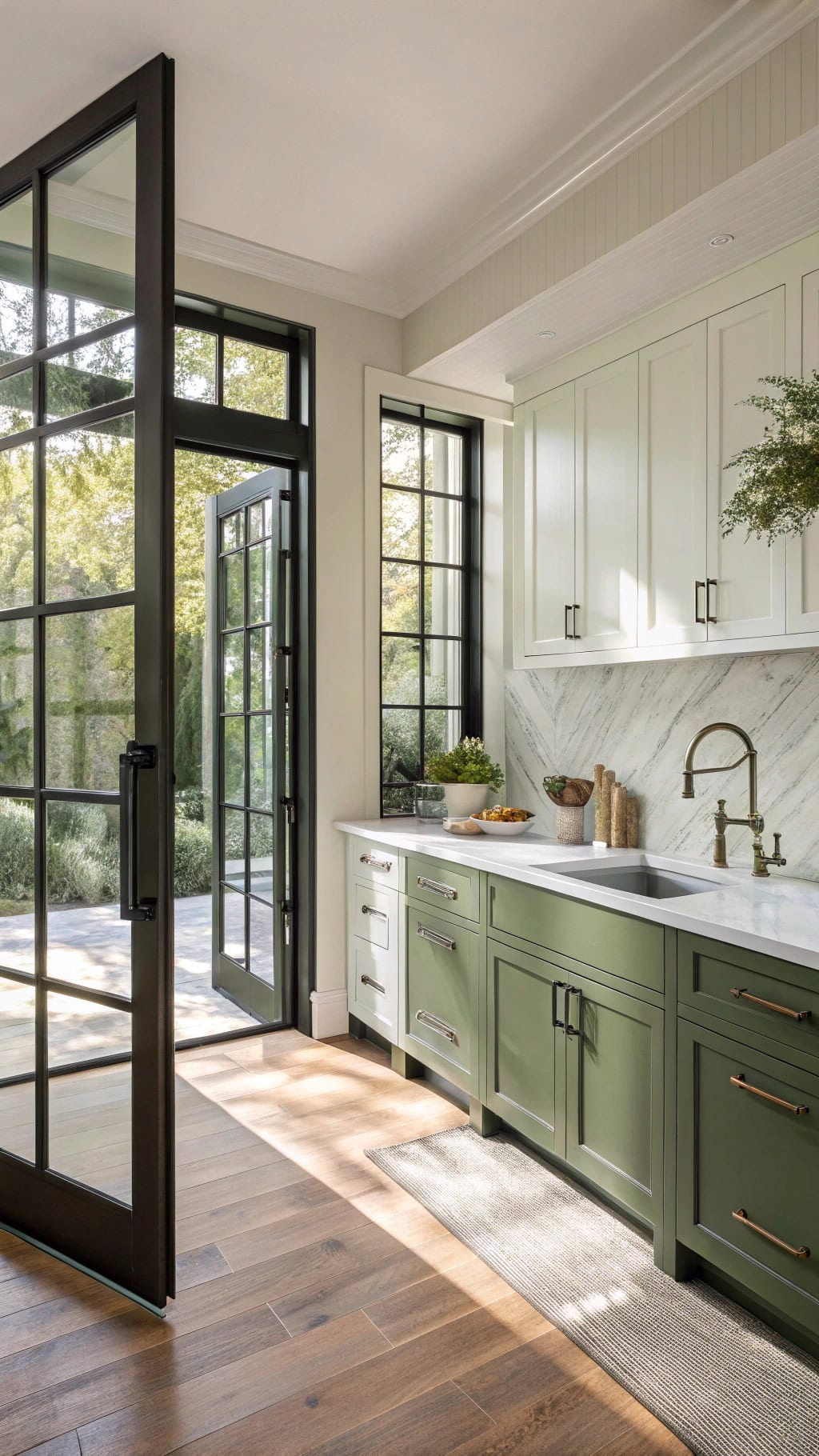 moss tinted french doors charm