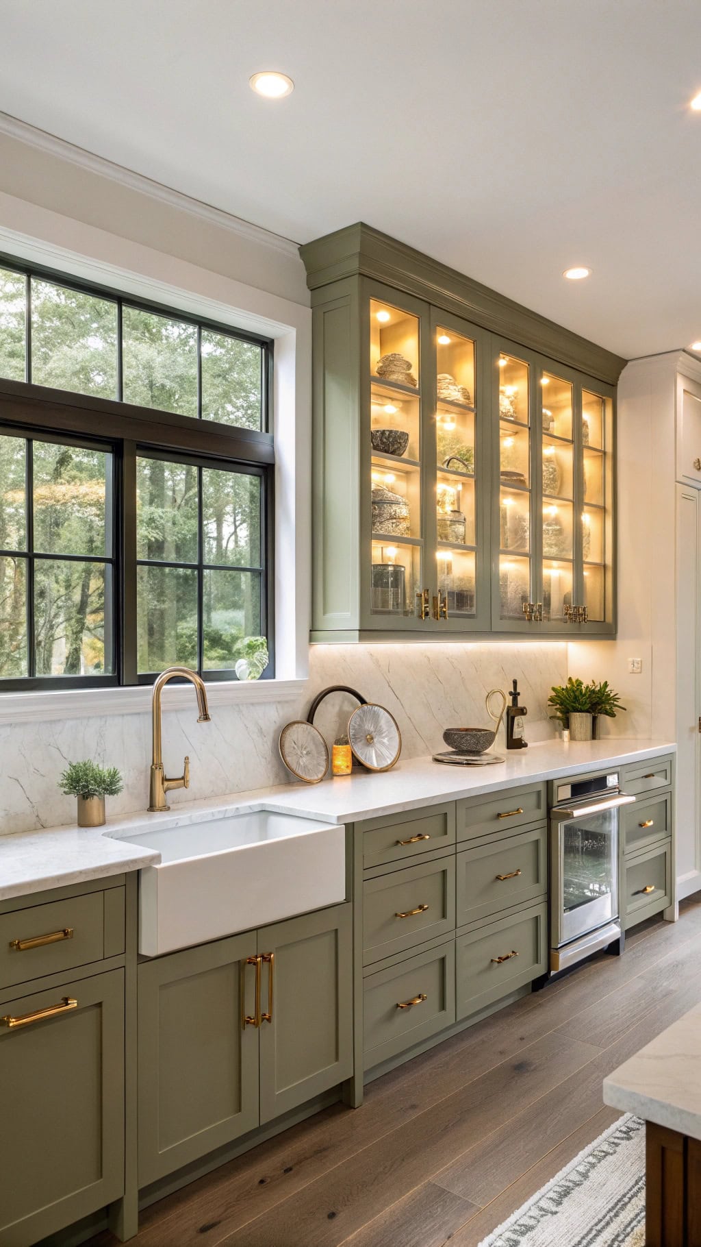 olive glass cabinet elegance
