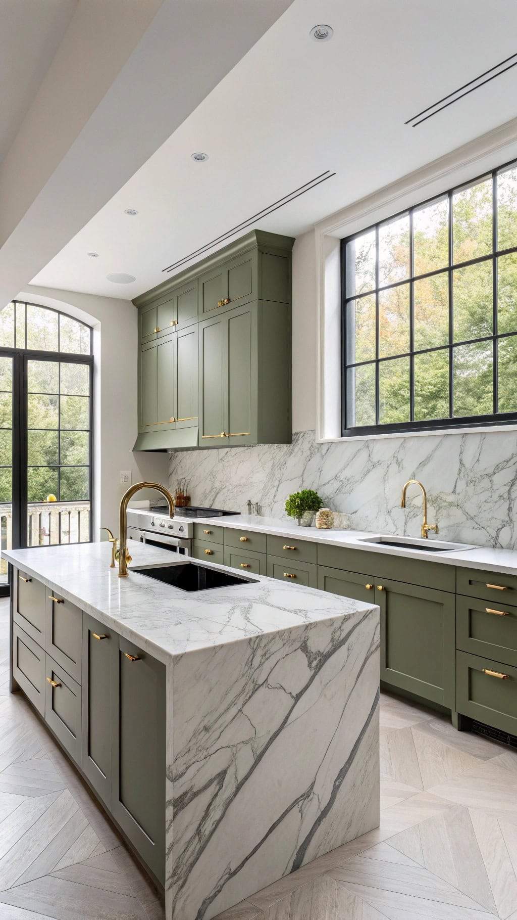 olive marble kitchen elegance