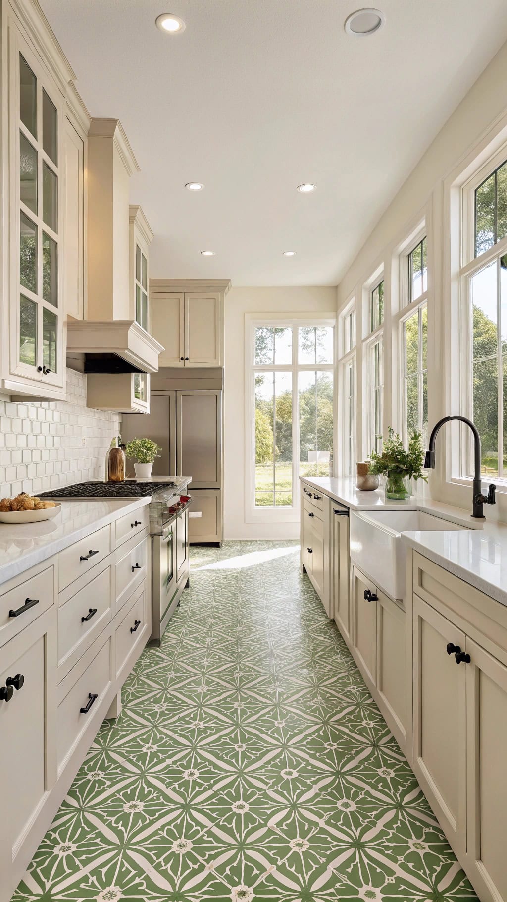 olive mosaic kitchen flooring