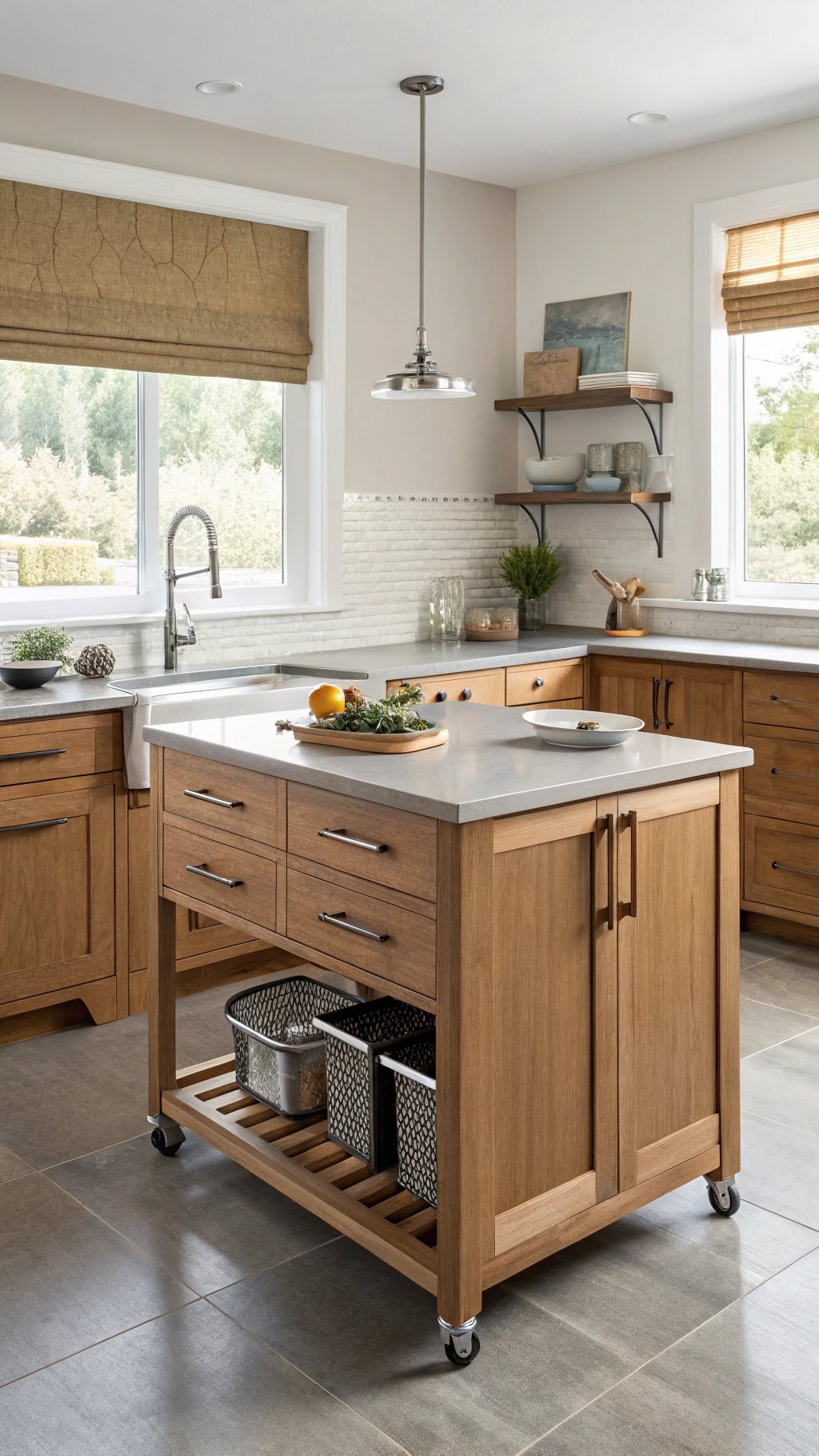retractable butcher block island