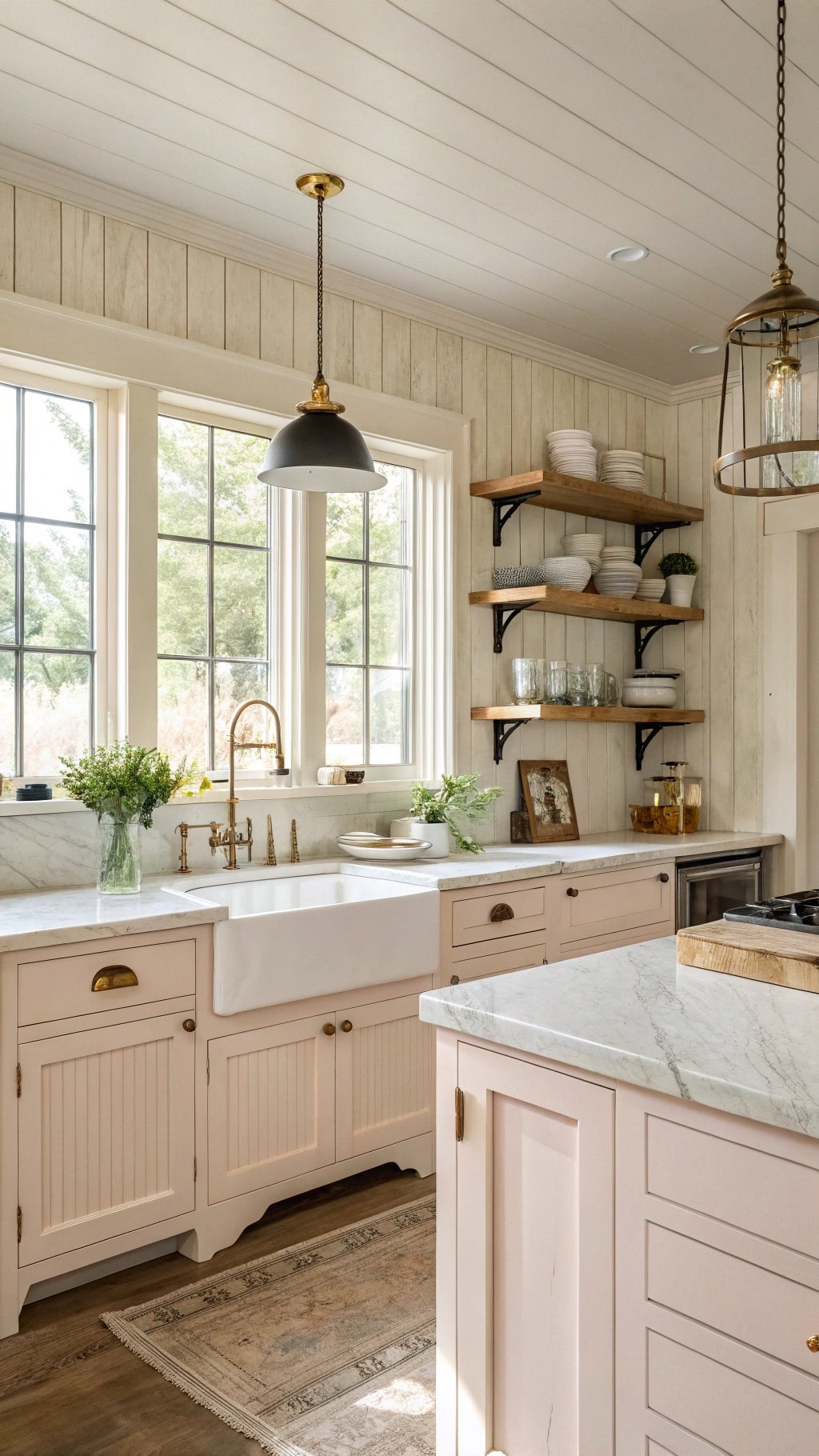 romantic pink farmhouse kitchen