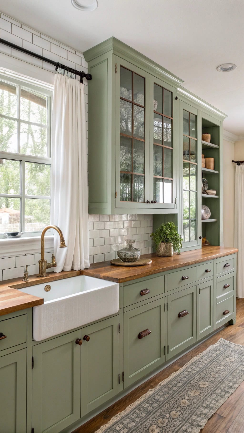 sage hutch cabinet decor