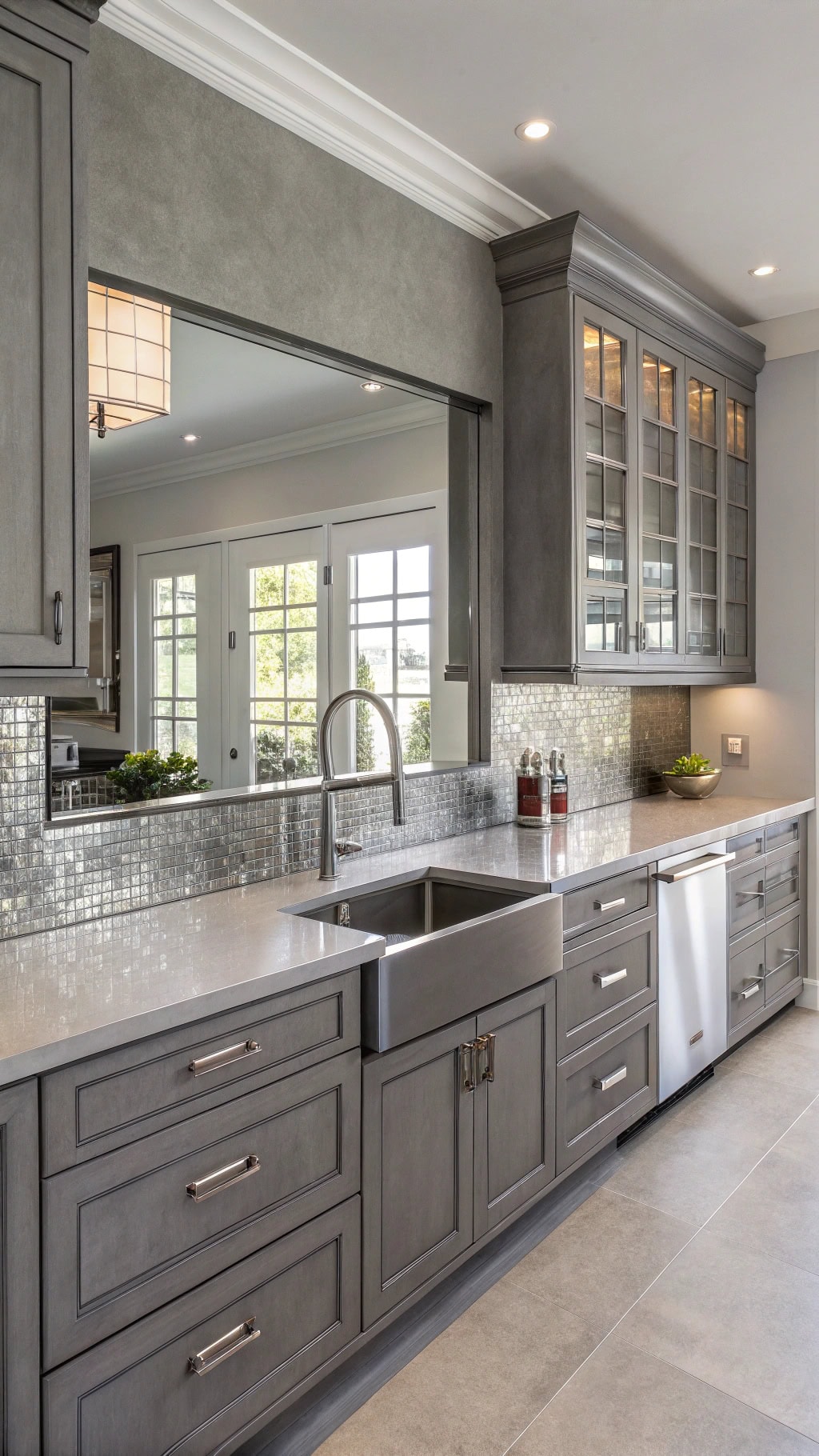 sleek gray silver kitchen design
