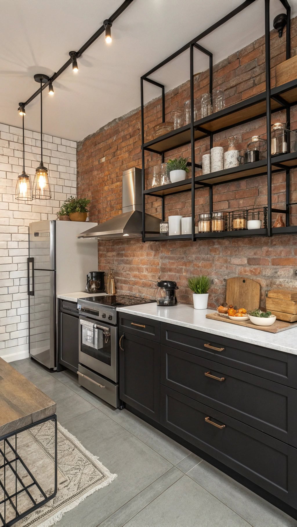 sleek industrial shelving organization