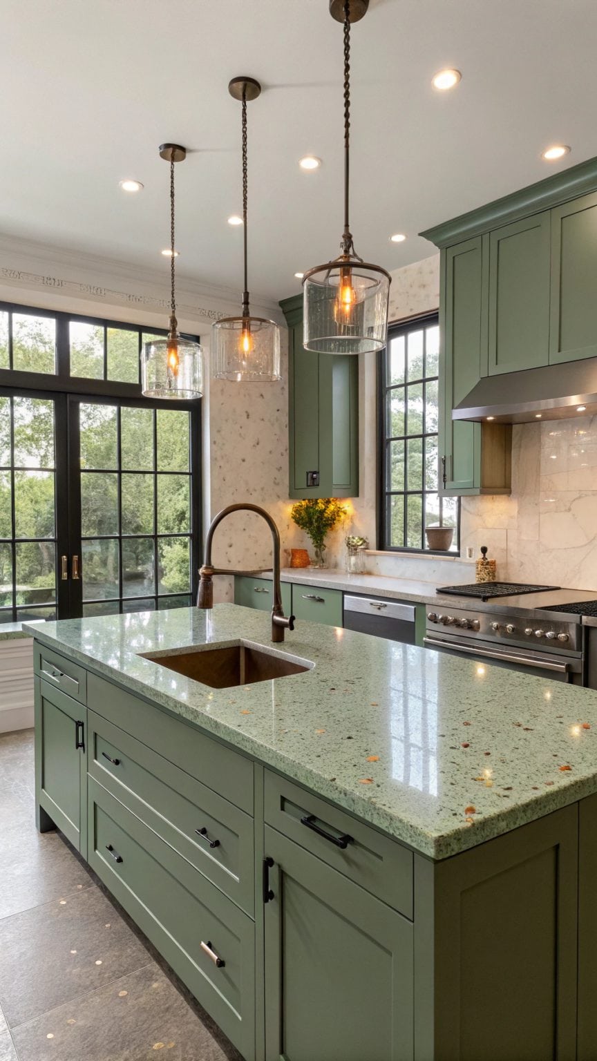 17 Eye-Catching Green and Oak Kitchen Designs You'll Love