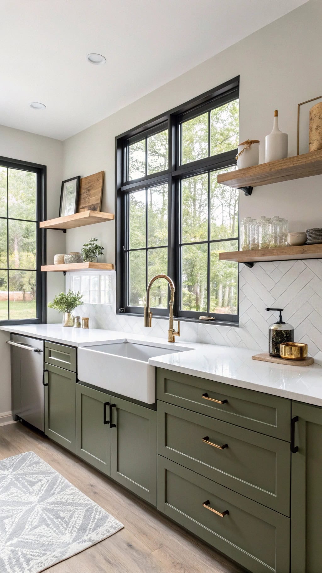 sophisticated olive cabinet kitchen