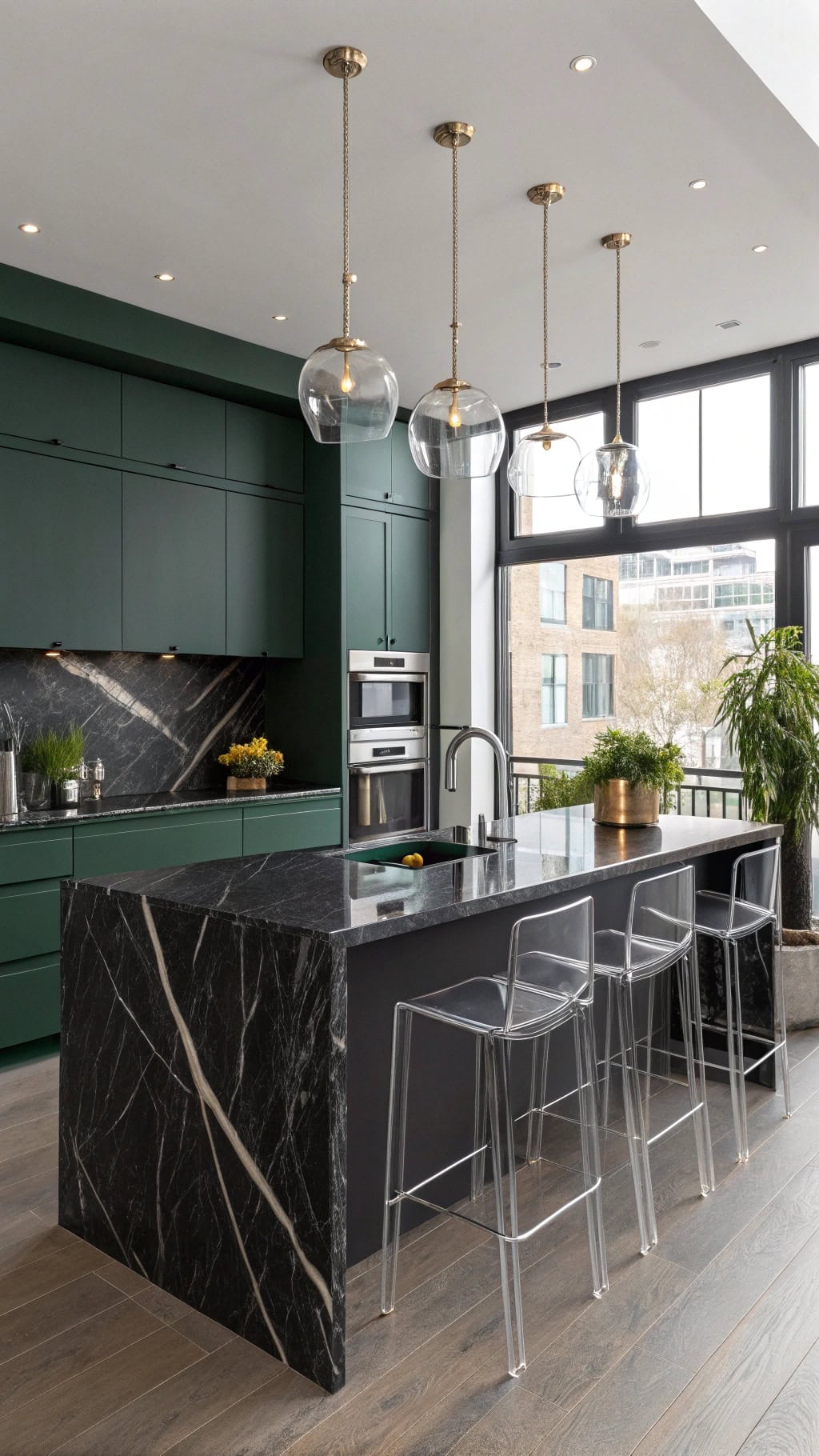stylish black marble island