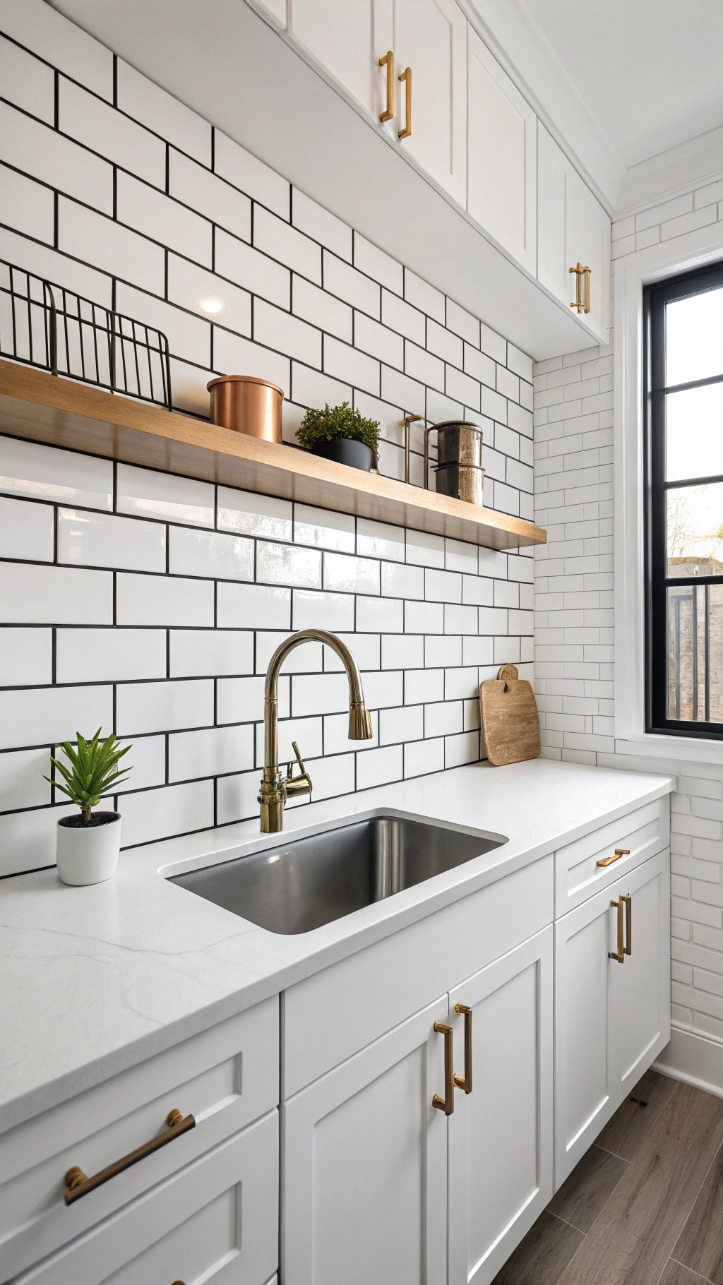 subway tile accent wall