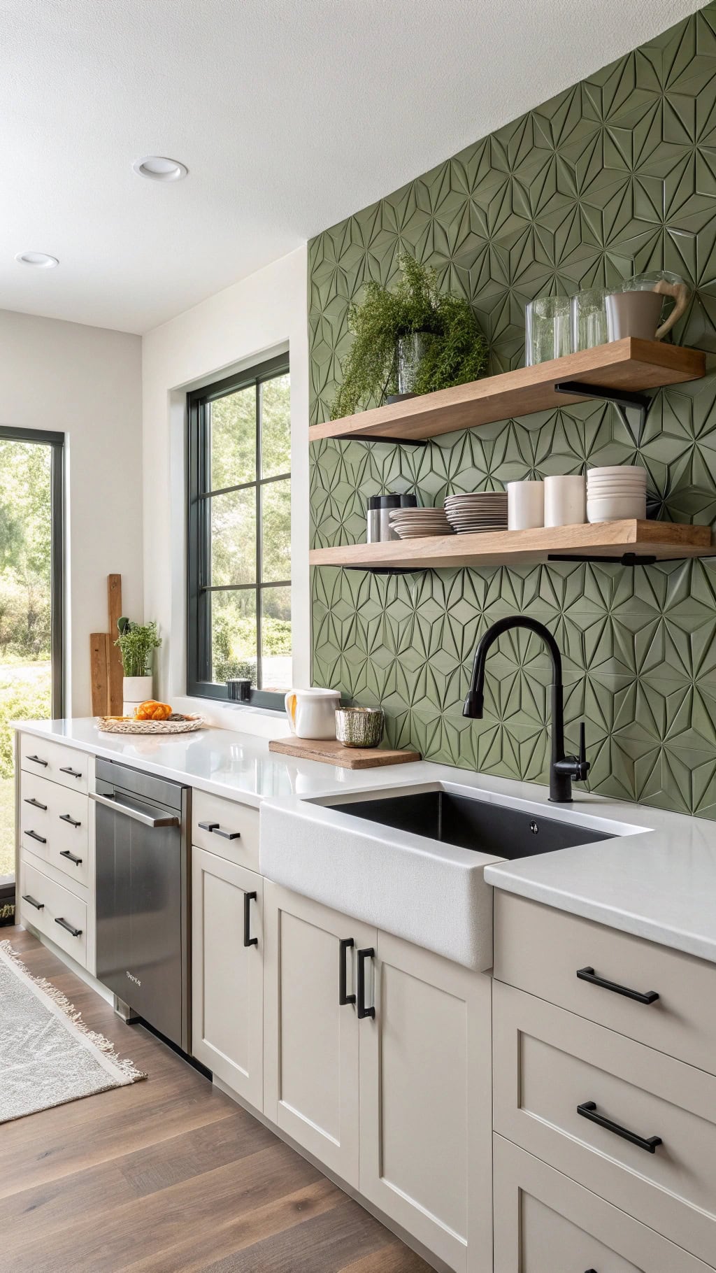 textured olive accent wall