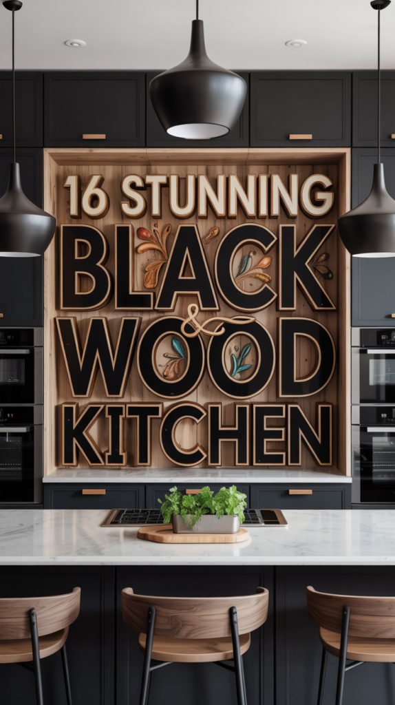 16 Stunning Black and wood kitchen Designs