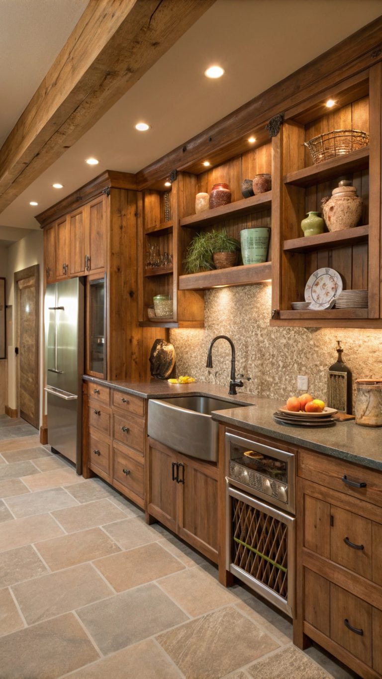 alder wood kitchen cabinets