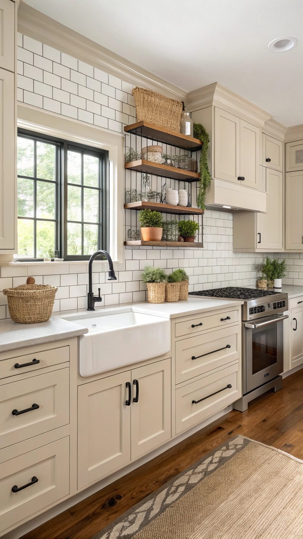 balanced transitional beige kitchen