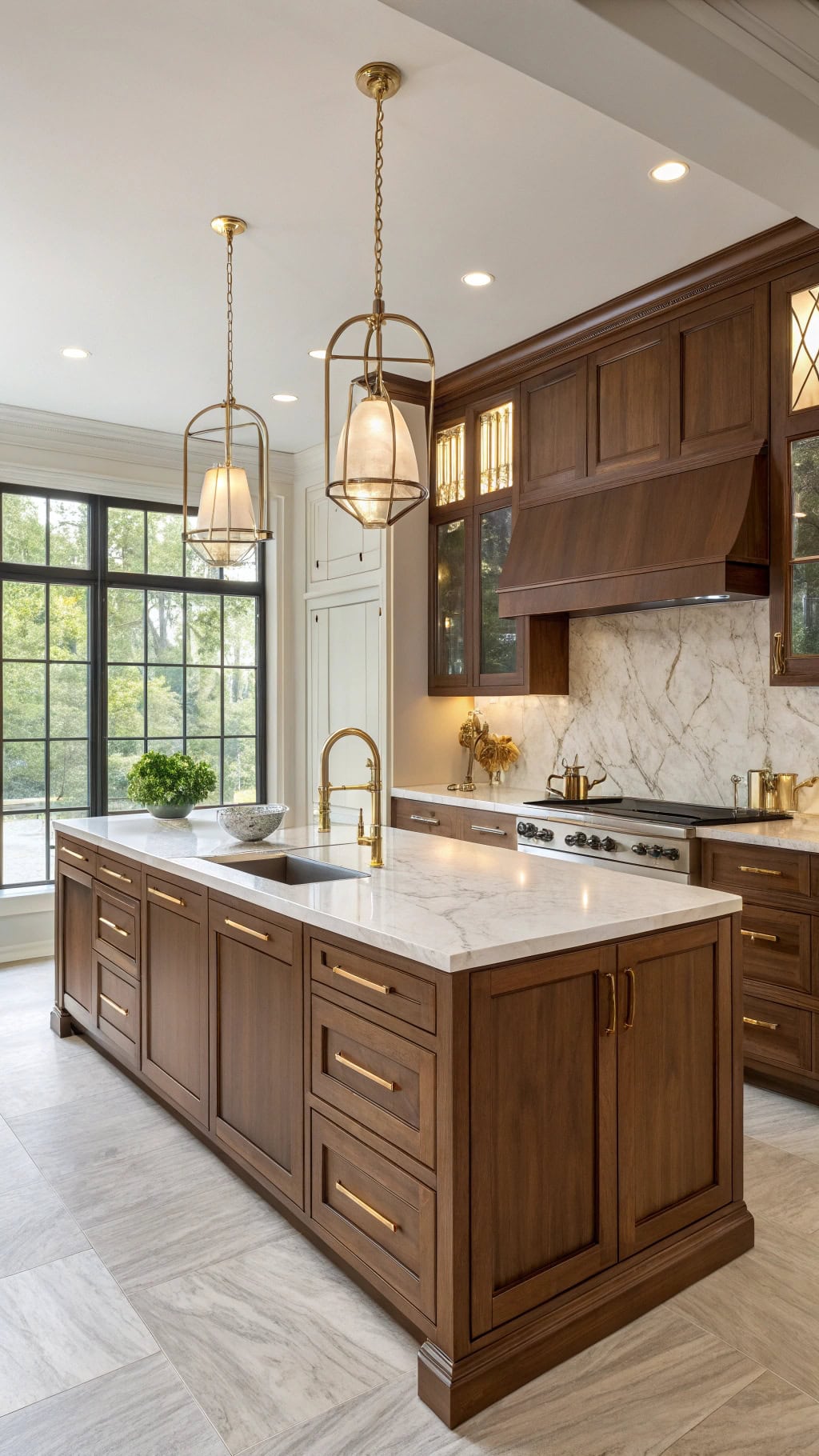 beige and walnut kitchen elegance