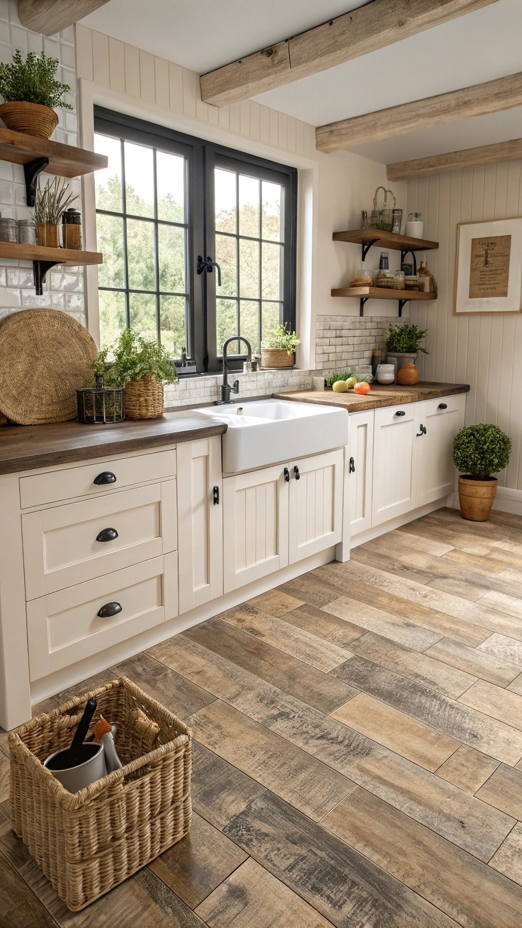 beige farmhouse wood planks