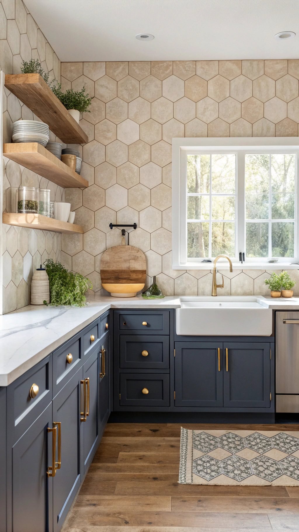 beige hexagonal cement tiles