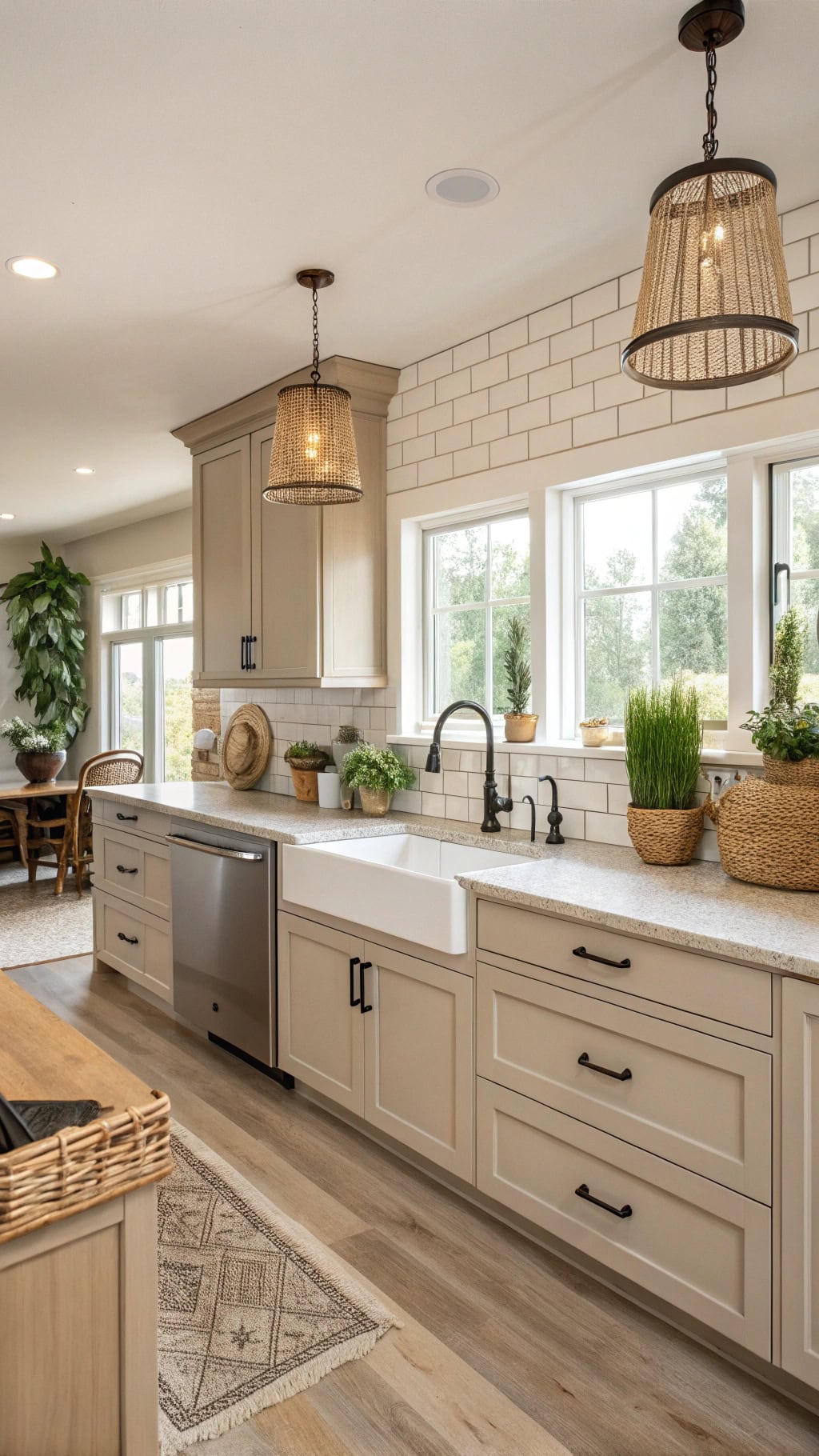 beige open concept kitchen essentials