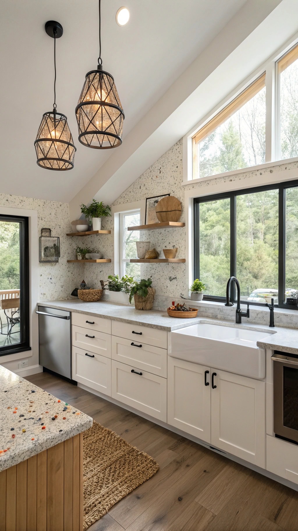 beige terrazzo kitchen elegance