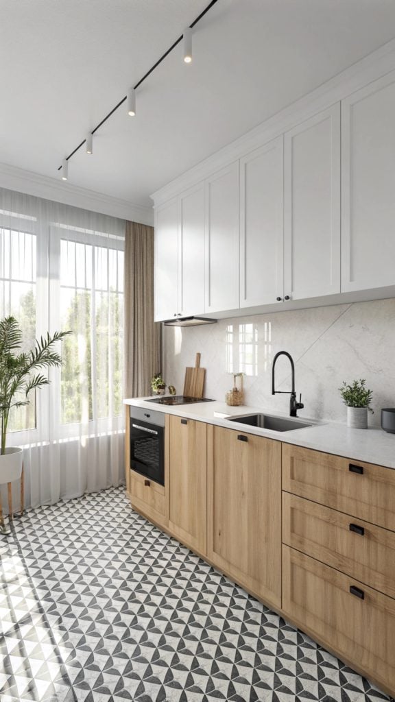 22 Gorgeous Black and White Tile Kitchen Ideas