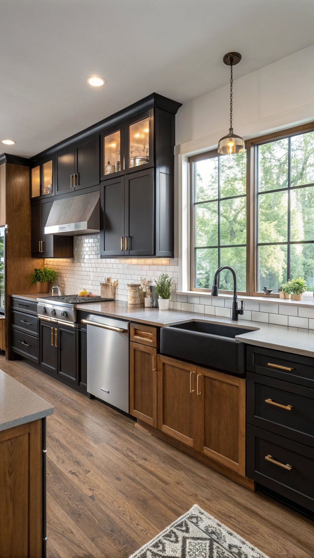 black and wood cabinetry