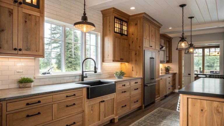black and wood cabinets