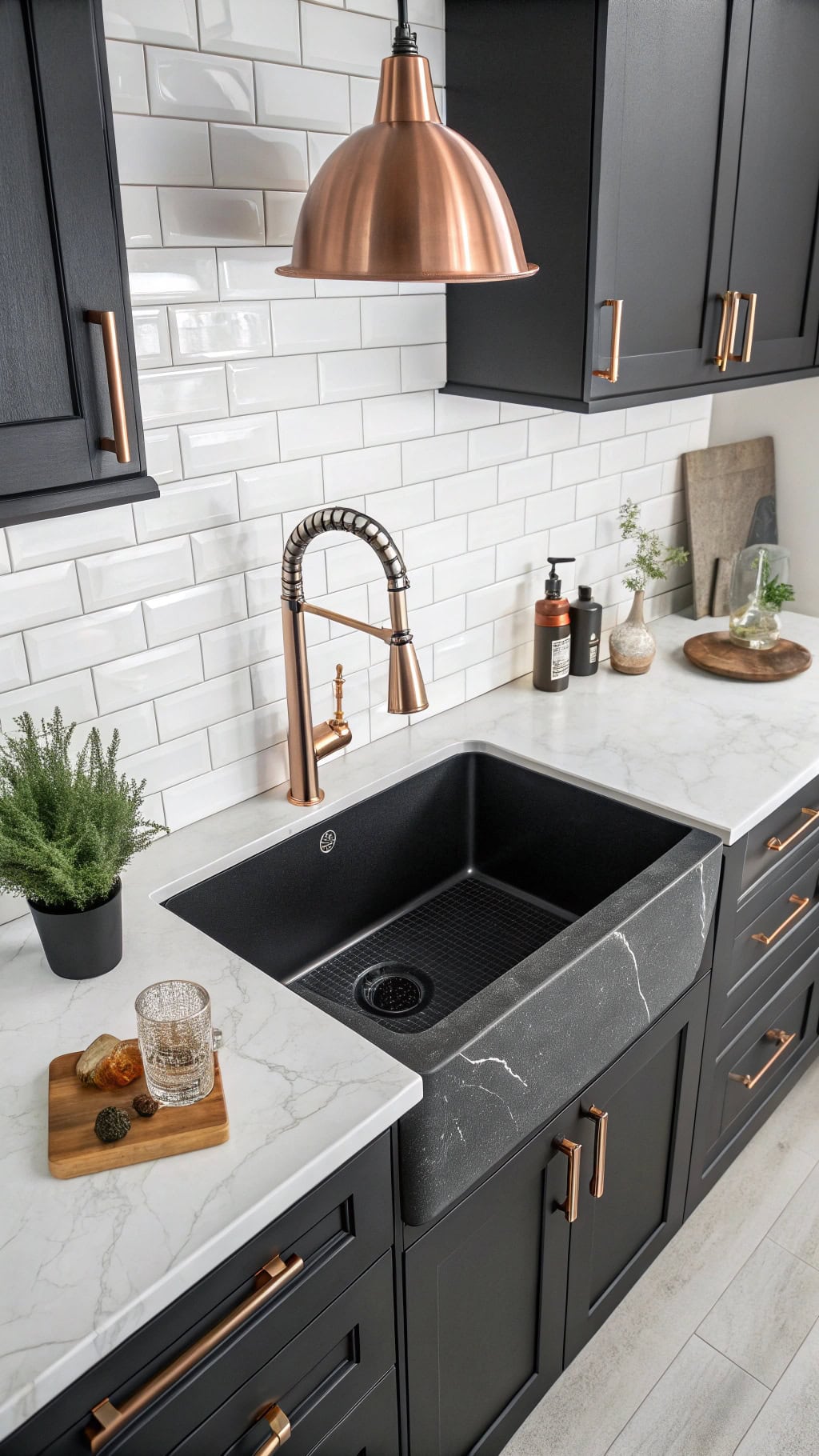 black copper kitchen accents