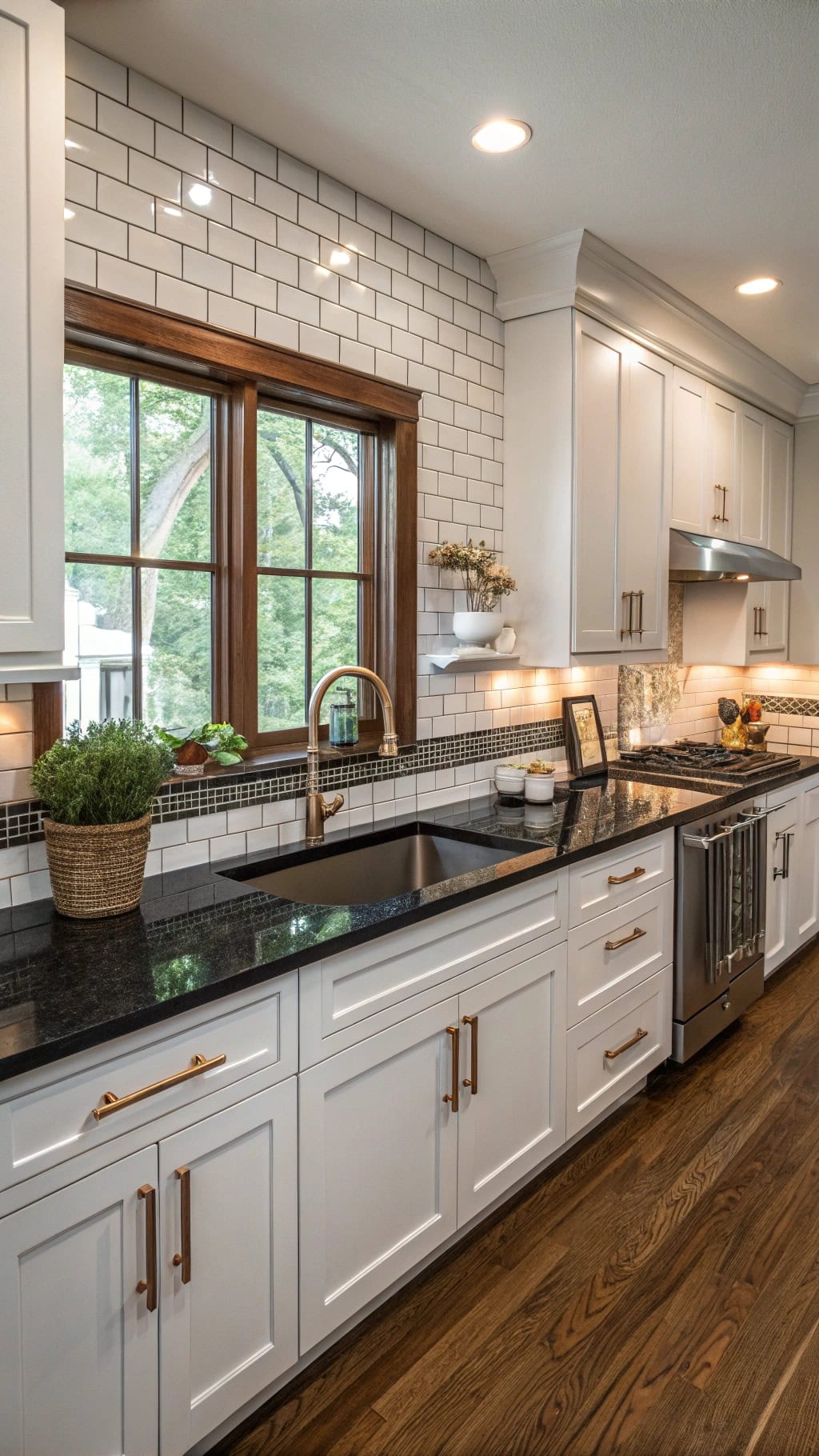 black granite backsplash integration