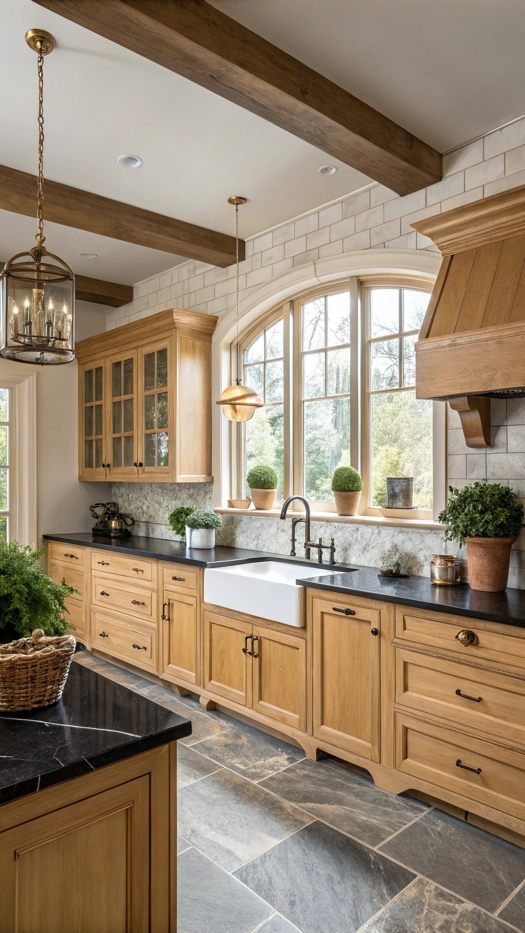 black granite kitchen centerpiece