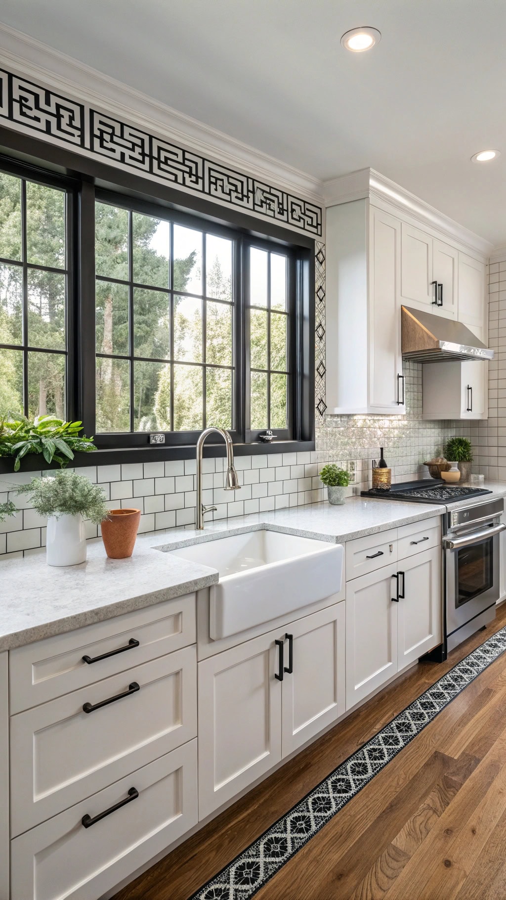black mosaic tile borders